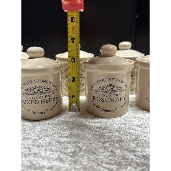 Country stoneware spice jars Set of 7! EUC - Picture 11 of 11